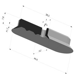 Ventosa oblonga Série 4V 45x15mm