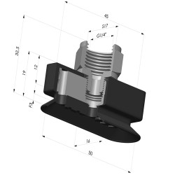 Ventosa oblonga Série 4RP 50x16mm