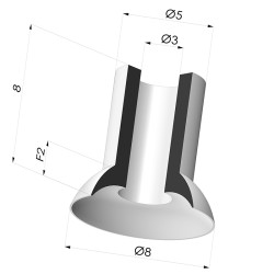 Ventosa plana Série 5 Ø 8 mm