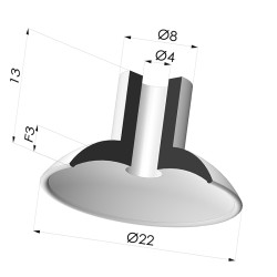 Ventosa plana Série 5 Ø 22 mm