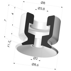 Ventosa plana da série PFG Ø 8,6 mm
