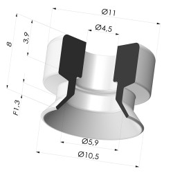 Ventosa plana da série PFG Ø 10,5 mm