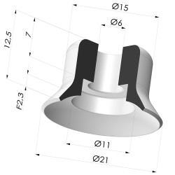 Ventosa plana da série PFG Ø 21 mm