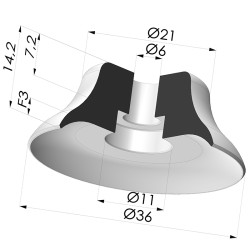 Ventosa plana da série PFG Ø 36 mm