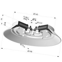 Ventosa plana da série PFG, Ø 198 mm
