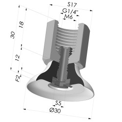 Ventosa plana série PFTF Ø 30 mm