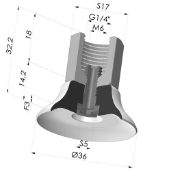Ventosa plana da série PFTF Ø 36 mm