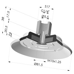 Ventosa plana da série PFTF Ø 81,5 mm