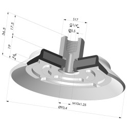 Ventosa plana da série PFTF Ø 93,4 mm