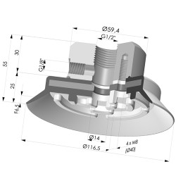 Ventosa plana da série PFTF Ø 116,5 mm