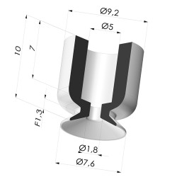 Ventosa plana, série VPC, Ø 7,6 mm