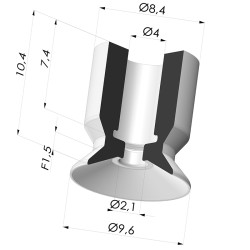 Ventosa plana, série VPC, Ø 9,6 mm