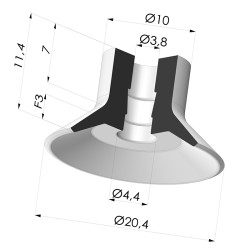 Ventosa plana, série VPC, Ø 20,4 mm