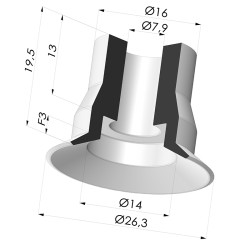 Ventosa plana, série VPC, Ø 26,3 mm