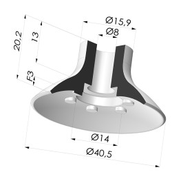 Ventosa plana, série VPC, Ø 40,5 mm