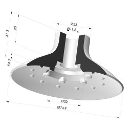 Ventosa plana, série VPC, Ø 74,9 mm