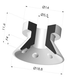Ventosa plana, série VCP, Ø 18,8 mm
