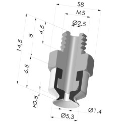 Ventosa plana da série PFTM Ø 5,3 mm
