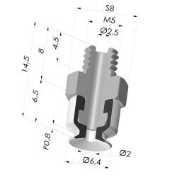 Ventosa plana da série PFTM Ø 6,4 mm
