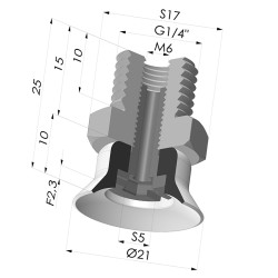 Ventosa plana da série PFTM Ø 21 mm