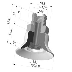 Ventosa plana da série PFTM Ø 25,8 mm