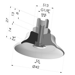 Ventosa plana da série PFTM Ø 42 mm