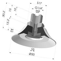 Ventosa plana da série PFTM Ø 50 mm