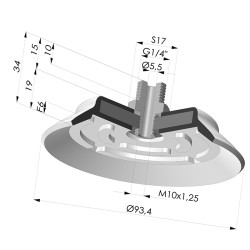 Ventosa plana da série PFTM Ø 93,4 mm