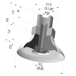 Ventosa plana da série PFTM Ø 30 mm