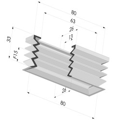 Ventosa retangular Série 4PA 80x26mm