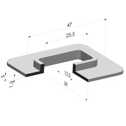 Ventosa retangular Série 4F 47x39mm