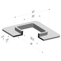Ventosa retangular Série 4F 47x47mm
