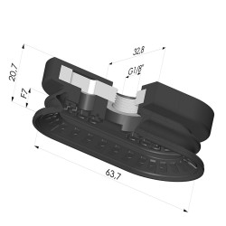 Ventosa oblonga 1.5 fole série 4R 63,7x32,8 mm