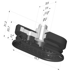 Ventosa oblonga 1.5 fole série 4R 63,7x32,8 mm