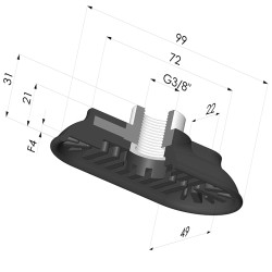 Ventosa oblonga Série 4R 99x49mm