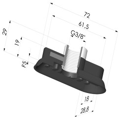 Ventosa oblonga Série 4R 72x28,8 mm