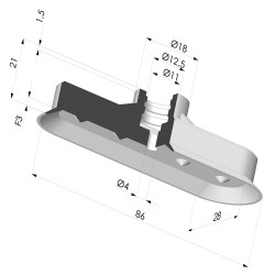 Ventosa oblonga Série 4V 85x28mm
