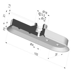 Ventosa oblonga Série 4V 100x35mm