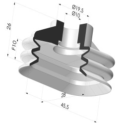 Ventosa oblonga, série VCSO, 45,5 x 28 mm