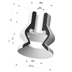 Ventosa 1.5 fole série VCS 1 Ø 13 mm