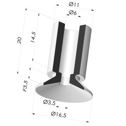 Ventosa plana Série 7 Ø 17 mm