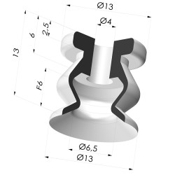Ventosa 1.5 fole série VCS 1 Ø 13,2 mm