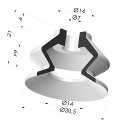 Ventosa 1.5 fole série VCS 1 Ø 30,5 mm