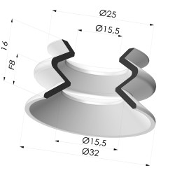 Ventosa 1.5 fole série VCS 1 Ø 32 mm