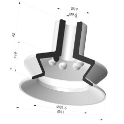 Ventosa 1.5 fole série VCS 1 Ø 51 mm