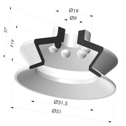 Ventosa 1.5 fole série VCS 1 Ø 51 mm