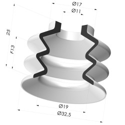 Ventosa 2.5 fole série VCS 2 Ø 32,5 mm