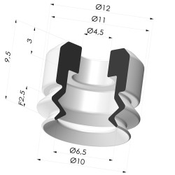 Ventosa 1.5 fole série PJG Ø 10,2 mm