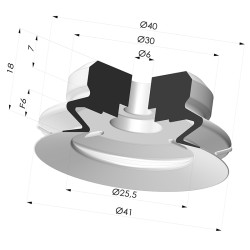 Ventosa 1.5 fole série PJG Ø 40,7 mm