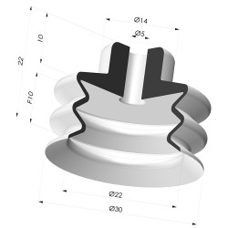 Ventosa de fole da série AR VF de 2,5 mm Ø 30 mm